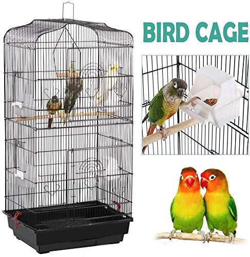 Bird Cage for Small Parrot Cockatiel Sun Quaker Parakeet Green Cheek Conure Parrotlet Finch Canary Budgie Lovebird Travel Bird Cage Black Brid cage （Big）