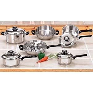 Amazon.com: 17pc Stainless Steel Waterless Cookware Set: Lifetime Cookward: Kitchen & Dining