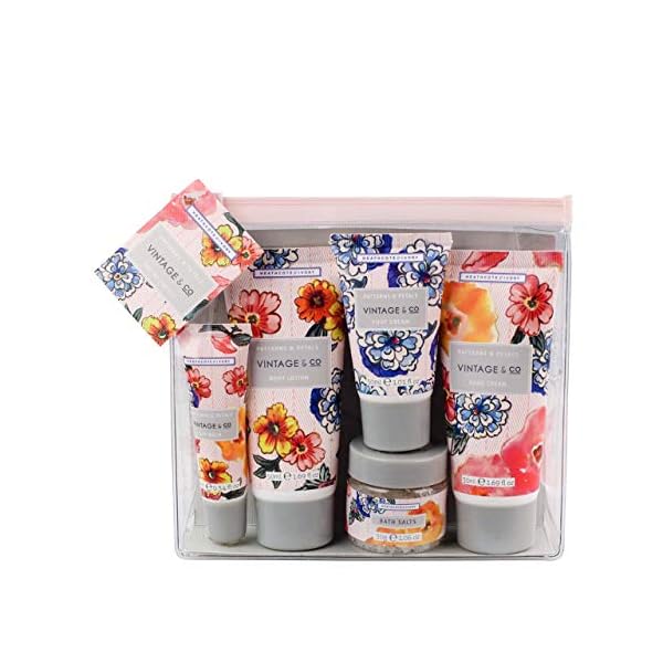 Vintage-Co-Patterns-and-Petals-Top-To-Toe-Kit Vintage & Co Patterns & Petals Top To Toe Kit | 50ml Hand Cream, 50ml Body Lotion, 30ml Foot Cream, 10ml Lip Balm & 30g…
