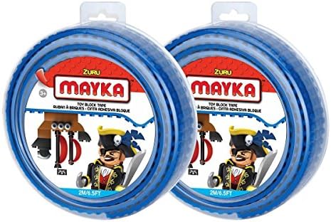 Mayka Toy Block Tape - 4 Stud - Blue - 6 Feet - 2 Pack (Compatible with Lego)