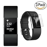 Fitbit Charge 2 Screen Protector, Fitbit Charge 2 Full Screen Protector, FlipCase Full Coverage Screen Protector for Fitbit Charge 2 HD Clear Anti-Bubble Film,3x Pack