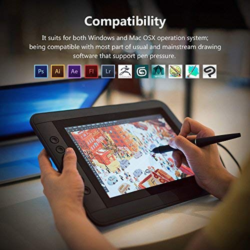 Parblo Mast10 10.1" Graphic Tablet Drawing Monitor with Battery-Free Drawing Tablet Pen Passive Stylus, Shortcut Keys, USB USB Type C Cable Adapter for Digital Art Sketch, Paint, Design