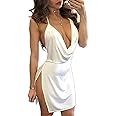 VANCOL Women's Sexy Deep V-Neck Mini Club Dress