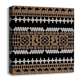 Canvas Wall Art African Culture Pattern Painting Artwork for Home Prints Framed - 12x12 inches