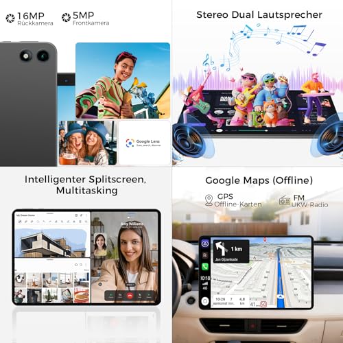 RebotAi 2026 Tablet 13.4 Zoll Android 16 Tablet, 32GB RAM+256GB ROM/1TB TF, 10000mAh Tablet Octa-Core 1920 * 1200 IPS, 5+16MP/GPS/Widevine L1/18W Schnellladung