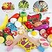 32Pieces Play Food Toys Set Wooden Magnetic Fruits and Vegetables Cutting Kids Play Kitchen Accessories Kit for Toddlers Boys and Girls