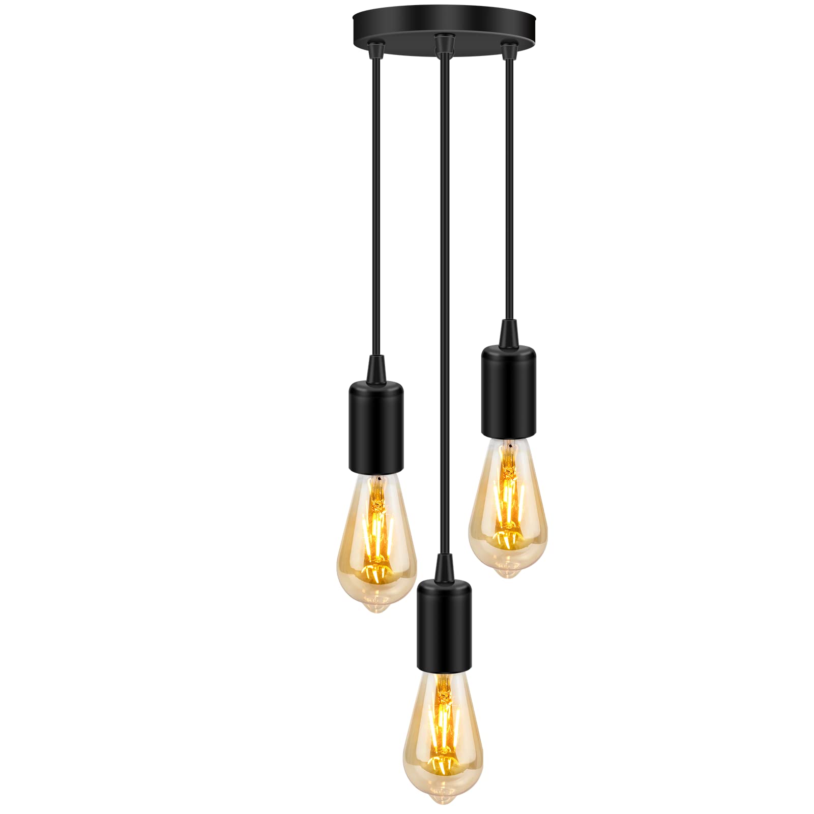 Biqing 3 in 1Pendant Light Fitting Kits, Industrial Flush Ceiling Pendant Lights (B)