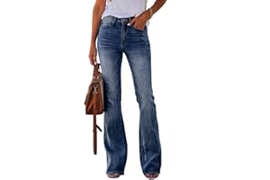 Koinshha Womens High Waisted Jeans Flare Stretch Boyfriend Bootcut Casual Denim Pants