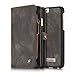iPhone 6/iPhone 6S Leather Wallet Phone Case Card Holder Detachable Magnetic Slim Case with Zipper Storage Gray