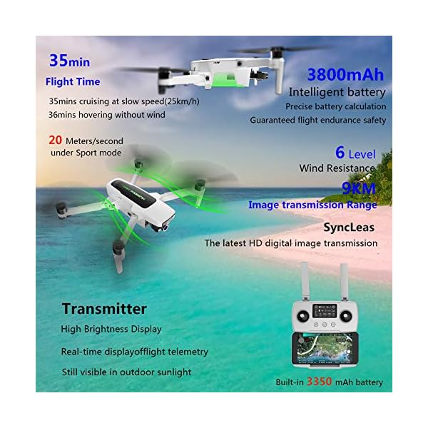 Hubsan Zino 2 Plus Drohne 4K 60FPS Kamera 9KM 35 Minuten 3-Achsen Abnehmbarer(Tragbare Version+ ND Filter) – Bild 4
