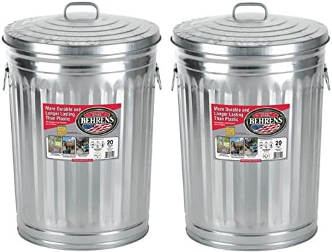 Garbage Steel Trash Can With Side Drop Handles - 20 Gallon (2)