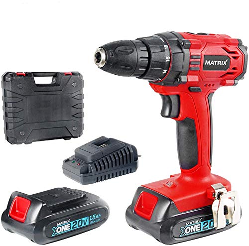 Matrix 511010604 AKN 20 Akkuschrauber mit 2 Li-Ion Akkus (1,5 Ah), Schnellladegerät + Koffer, 10mm Bohrfutter, LED Licht…