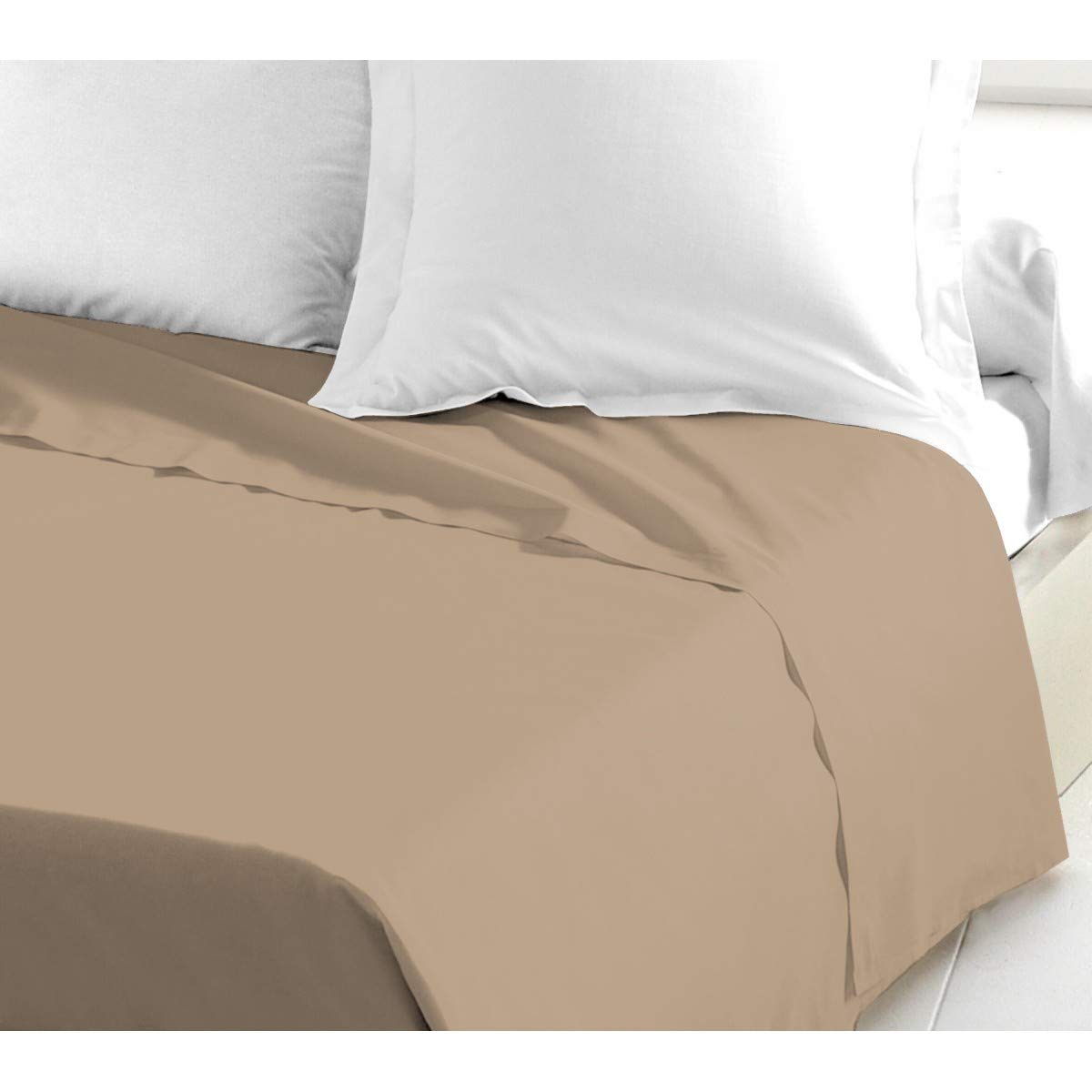 Home Linge Passion Flat Sheet 180 x 290 cm – 100% Cotton 57 Thread Count – Dark Beige – Soft, Durable, Easy Care – Oeko-TEX Certified — image 1