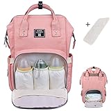 Baby Diaper Bag Backpack Multi-Function Waterproof Travel Nappy Tote Bags Large Capacity Creative Fashion Package For Both Mon&Dad //Orange-Pink