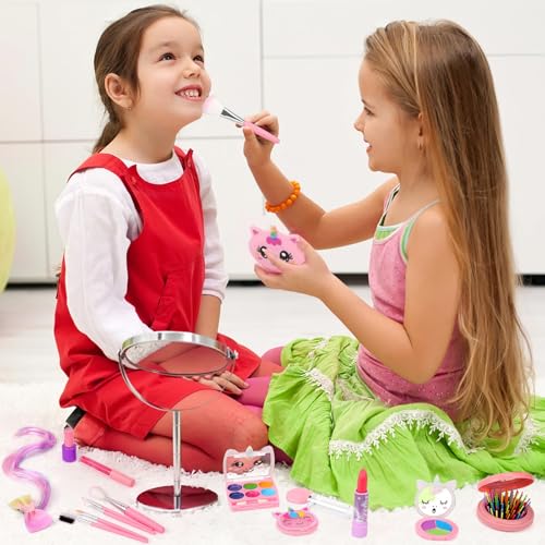 Uniiking® Kids Makeup Girls Toys - Washable Makeup Kit Kid Children Princess Dress Up Christmas Birthday Gifts Toys for 3 4 5 6 7 8 9 10 11 12 Year Old Girls