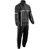 Milwaukee Leather MPM9510 Men's Black Water-Resistant Motorcycle Rain Suit with Hi Vis Reflective Tape