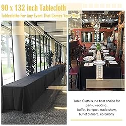 10 Pack Polyester Tablecloths, Black 90 x 132 Inch