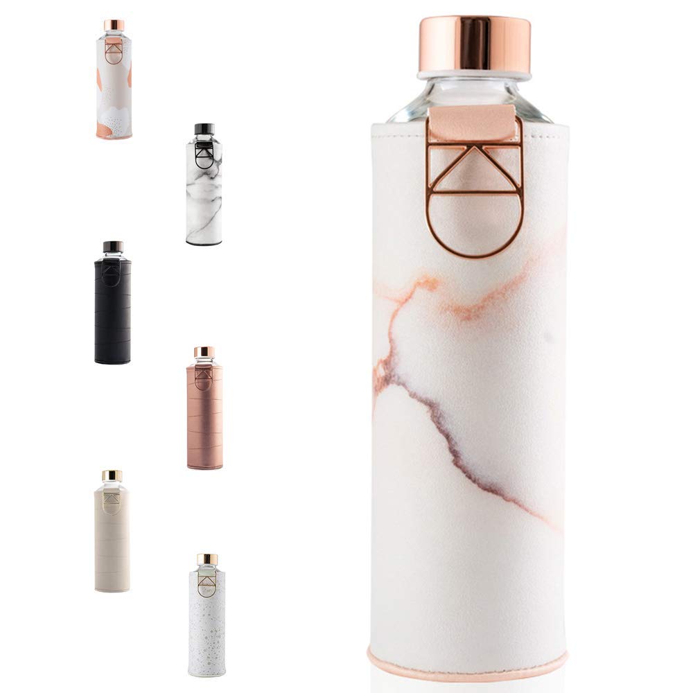 EQUA Mismatch Glass Bottle with Metal Handle 750 ml, Adult Unisex, Pink, One Size