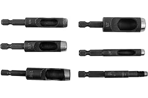 6pcs Hollow Hole Punch Set for Leather Vinyl Plastic Rubber, Carbon Steel Hex Shank Drill Punching Tool Kit with Sizes 3/16" 