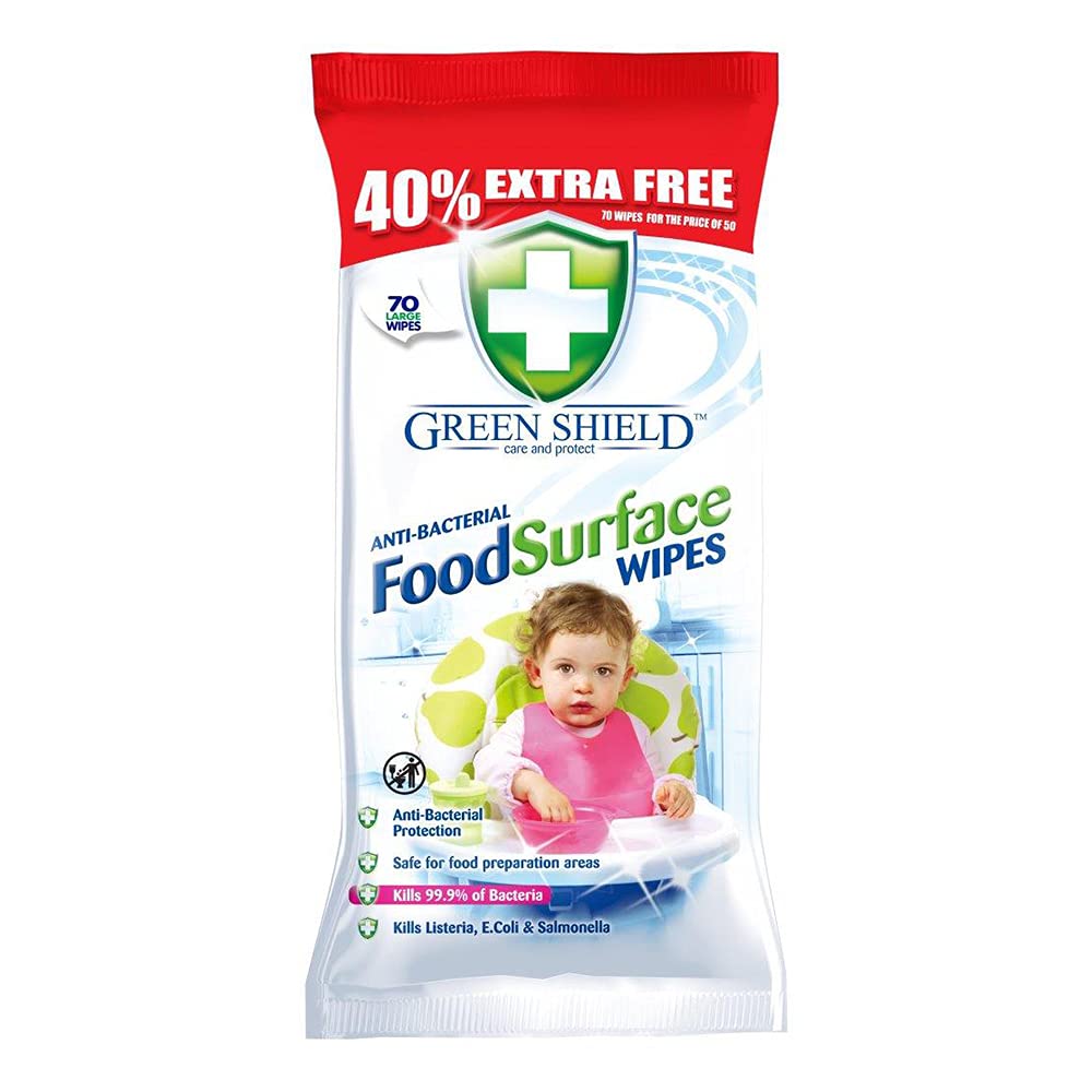 Green Shield Anti-Bacterial Food Surface Wipes 70pk