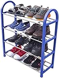 Sorbus Kid's Shoe Rack Junior Organizer Storage - 4 Levels for Shoes- Easy to Assemble - No Tools Required (Blue)