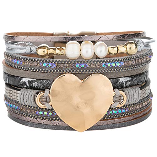 image for Yoocool Multi-Layer Handmade Leather Bracelet Braided Wrap Cuff Bangle