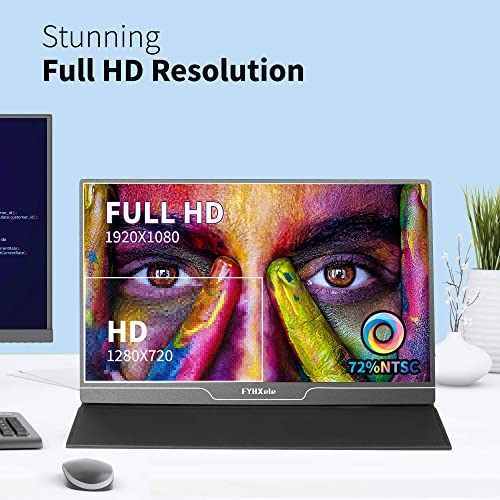 FYHXele 15.6" Portable Monitor, Touchscreen Monitor, FHD 1080P IPS