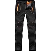 Rdruko Men's Snow Ski Pants Waterproof Insulated Winter Hiking Snowboard Fleece Lined Pants with Belt