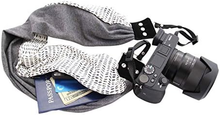 Capturing Couture Scarf Camera Strap with Hidden Zipper Pocket, KylaSasha - Stylish, Comfortable, & Soft on Neck or Shoulder for Photographers, DSLR or Mirrorless, Pocket Will Hold Newest Smartphone