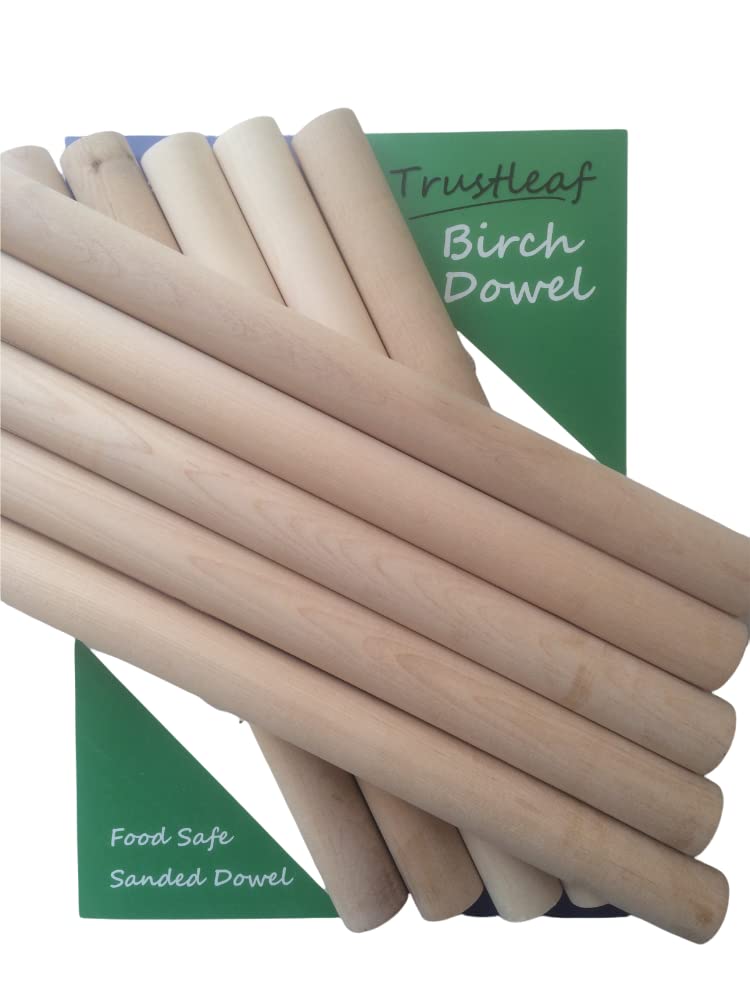 Trustleaf 25mm x 30cm Birch Hardwood Wooden Dowels (10 Dowels) — image 1
