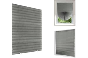 JLONG Blinds for Windows Cordless Temporary Shades Paper No Drill Mini Blackout Blinds for Window of Bedroom,Bathroom,Kitchen Office (Grey-Semi Shading, 23.6 * 59"(60 * 150cm))