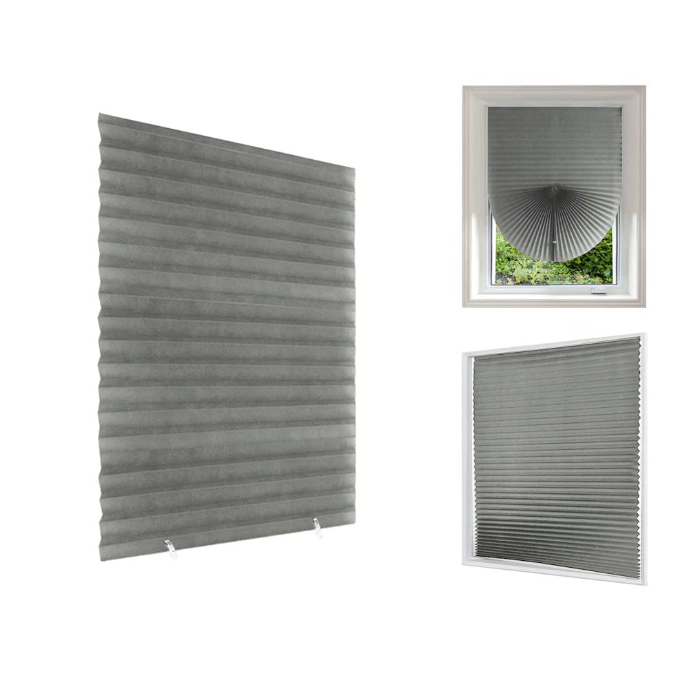 Temporary No Drill Blinds for Windows Stick on Curtains for Bedroom Kitchen Bathroom Windows Light Filtering Privacy Protection,Easy to Cut Size and Install with 2 Clips,Grey, 90x180cm