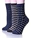 EBMORE Womens Thick Cotton Socks Soft Warm Crew Winter Cold Weather Socks 3 Pack (Blue)