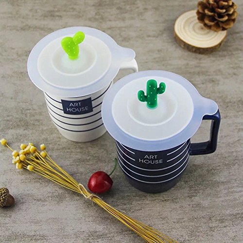 Astra Gourmet 4pcs Silicone Cup Cover Lids, Cute Cactus Drink Top Covers Food Grade for Hot and Cold Drinks, Mugs, Wine Glasses, Bowls