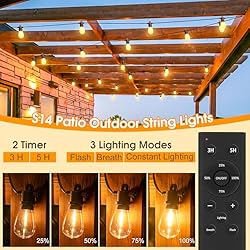 Outdoor String Lights with Remote - Dimmable 100FT