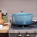 Zelancio Cookware 6-Quart Enameled Cast Iron Oval Dutch Oven Cooking Dish with Skillet Lid, Teal