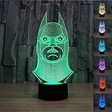 Padaday 100~240v 3D Batman bulbing illusion night multi 7 color changing USB Touch button LED desk table light lamp
