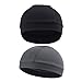 Hihelp 2Packs Skull Cap Quick Dry Sports Sweat Beanie Great Cycling Caps Headband Sweatband for Man Woman (Black & Gray)