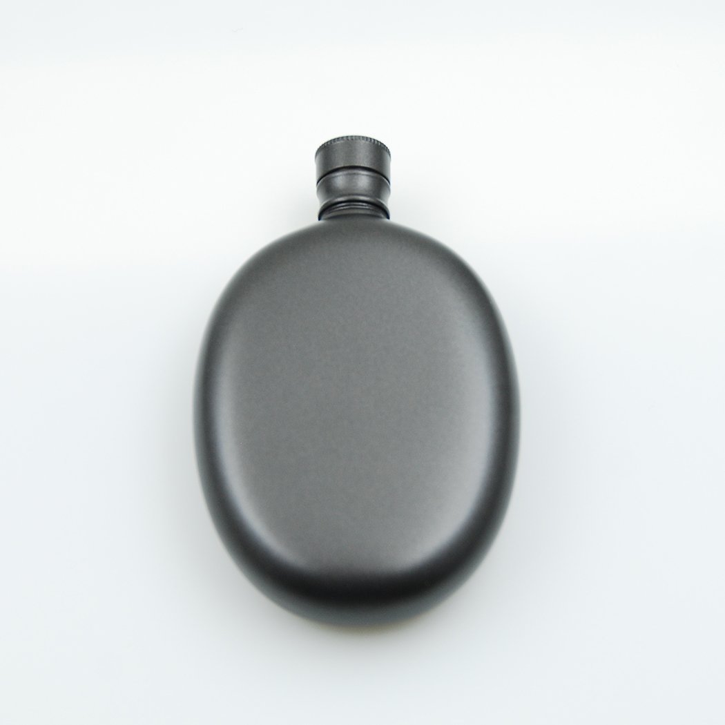 iSavage 3oz 18/8 Stainless Steel Oval Shaped Hip Flask, Popular Gun-Black Painting-YM803
