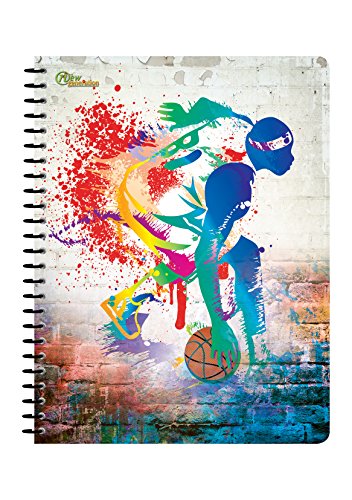 New Generation - Sport Graffiti - 1 Subject 70 Sheets 8" x 10.5" wirebound Spiral Notebook , 6 PACK ,WIDE Ruled , Interactive 3D Animation - SEE THE MAGIC (6 PACK SPIRAL NOTEBOOK WIDE RULED)