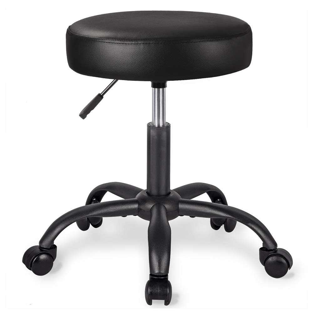 Amolife Multi-Purpose Hydraulic Adjustable Round Chair Drafting Rolling Swivel Stool with Wheels and Soft Padding for Home Office Beauty Barber Salon Medical Tattoo Vanity Massage Facial Spa in Brown: Beauty