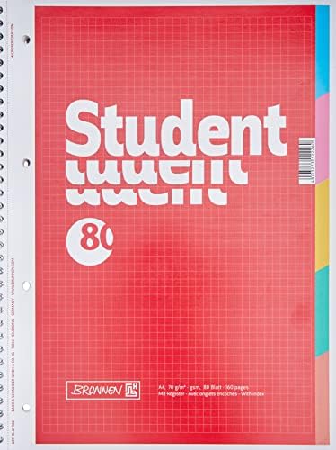 Brunnen 1067902 Notebook/Notepad Student with Books A4 Squared 70 g/m² 80 Pages)
