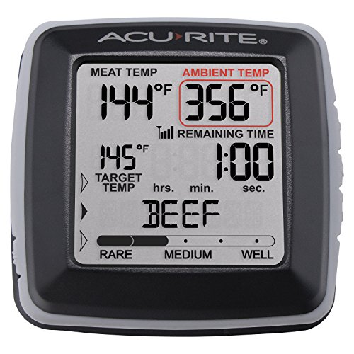 AcuRite 01185M Digital Meat Thermometer with Wireless Display and Time Left to Cook