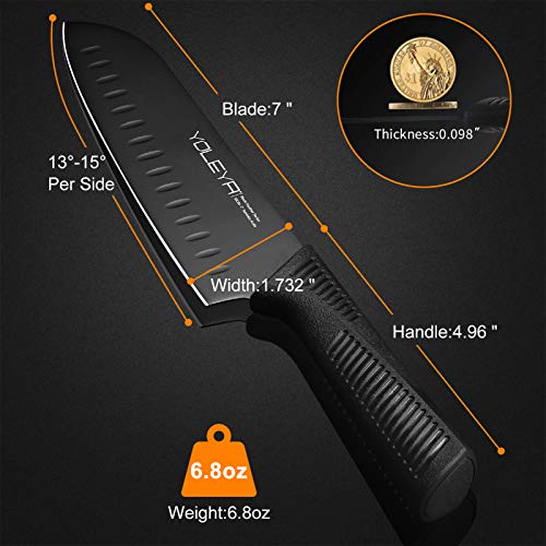 Chef’s Knife,YOLEYA 7 inch Santoku Knife German Stainless Steel,BO Anti