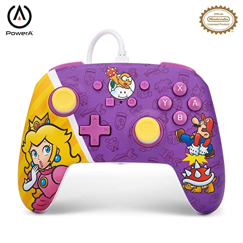 PowerA Verbesserter Kabelgebundener Controller für Nintendo Switch – Princess Peach Battle, Gamepad, Game-Controller, Kabelgebundener Controller, Offiziell Lize