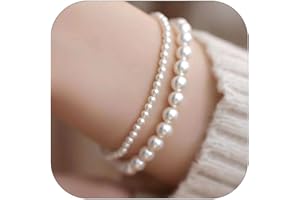 ROE DOLPH Pearl Bracelet for Women Christmas Gifts Trendy Stocking Stuffers Dainty Bracelet White Baroque Pearl Wrist Bracelets Bridesmaid Bridal Wedding Jewelry