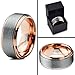 Tungsten Wedding Band Ring 10mm for Men Women Comfort Fit Grey 18K Rose Gold Plated Beveled Edge Brushed Polished