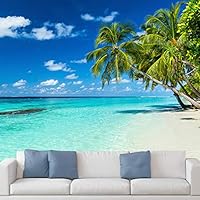 Wall Mural Beach Seascape Removable Self-Adhesive Wallpaper Wall Decoration for Bedroom Living Room - 66x96 inches