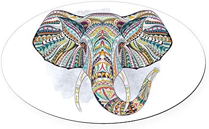 Oval Car Magnet Patterned Elephant