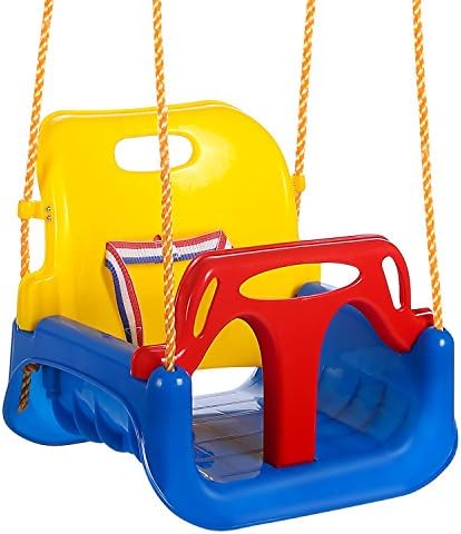 Amashion 3 in 1 Swing Seat,Toddler Secure Detachable Swing Seat with Snap Hooks and Hanger Belts, High Back Full Bucket for Children Indoor Outdoor (Blue)